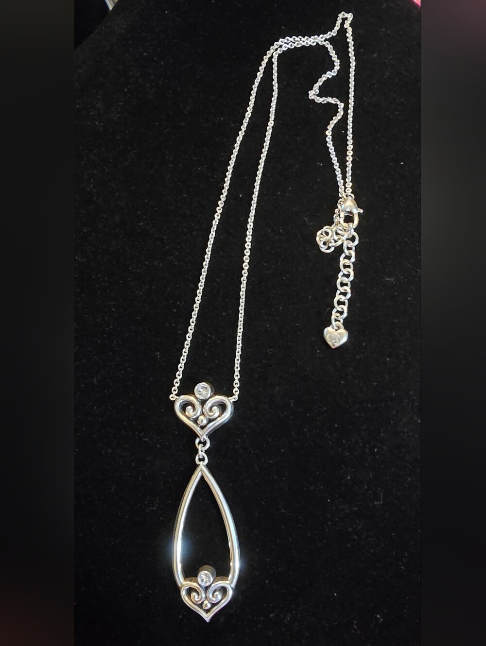 Brighton Silver Drop Heart & Teardrop Pendant Necklace